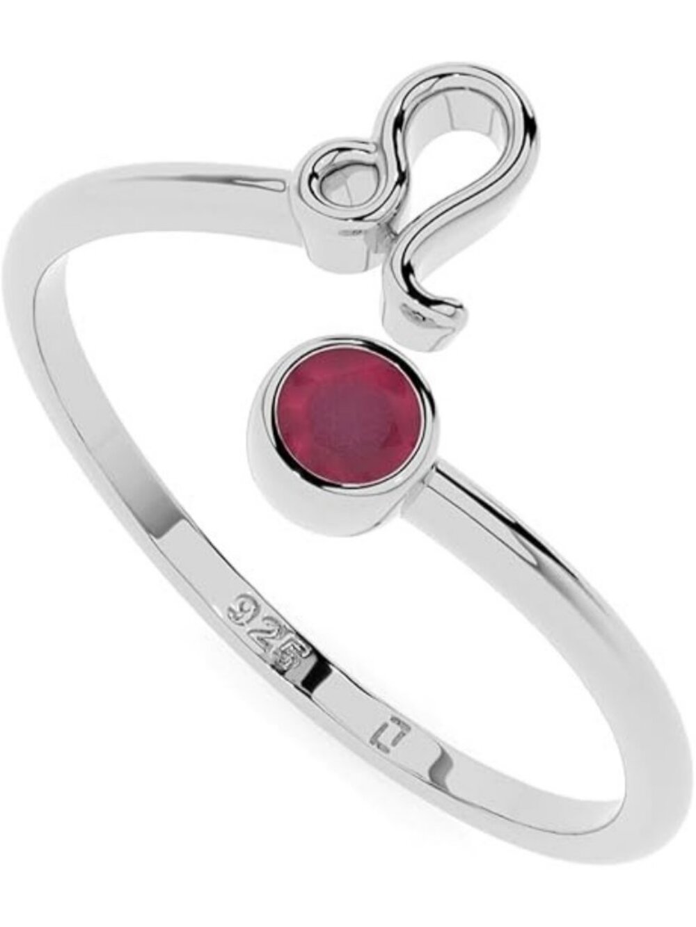 LEO Natural Gemstone with Zodiac Sign, Stackable Ring